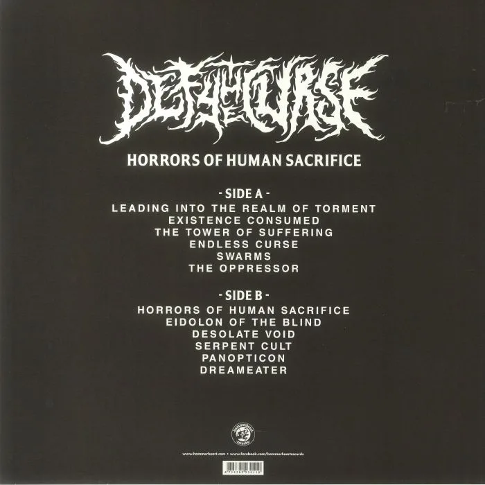 Back cover — DEFY THE CURSE — Horrors Of Human Sacrifice