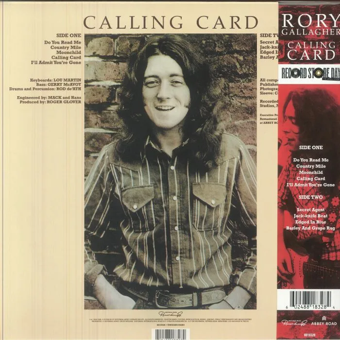Back cover — Rory GALLAGHER — Calling Card (50th Anniversary Edition) (half speed remastered) (Record Store Day RSD 2026)