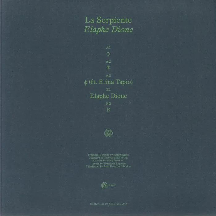Back cover — LA SERPIENTE — Elaphe Dione
