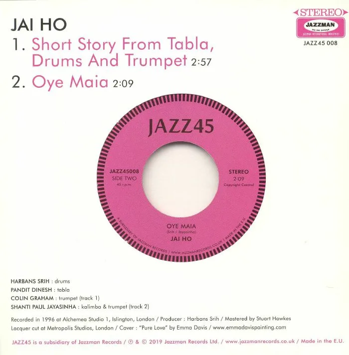 Обратная сторона обложки — JAI HO — Short Story From Tabla Drums & Trumpet