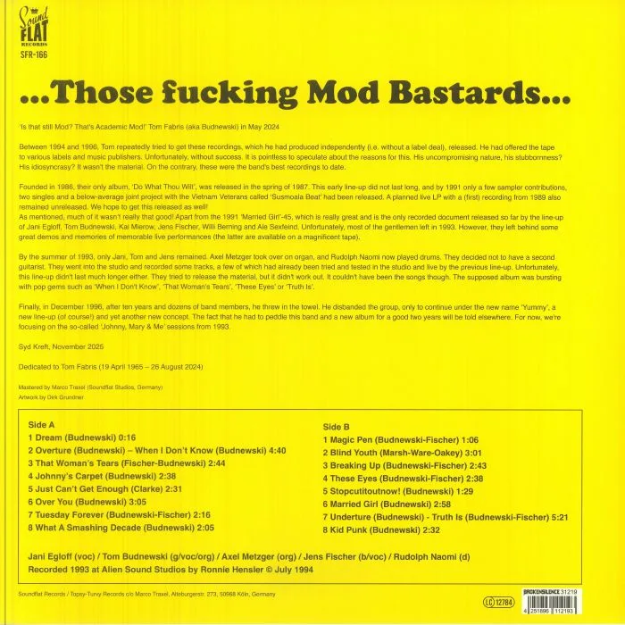 Back cover — DAISY CHAIN — Those Fucking Mod Bastards: The Johnny Mary & Me Sessions 1993