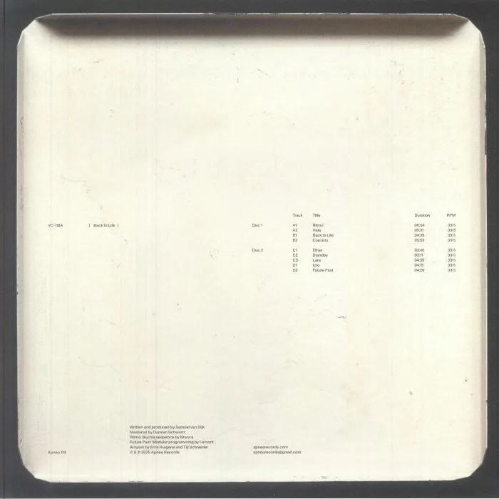 Back cover — VC-118A — Back To Life LP 2x12"