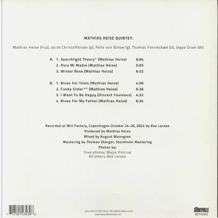 Обратная сторона обложки — MATHIAS HEISE QUINTET — Mouth Games