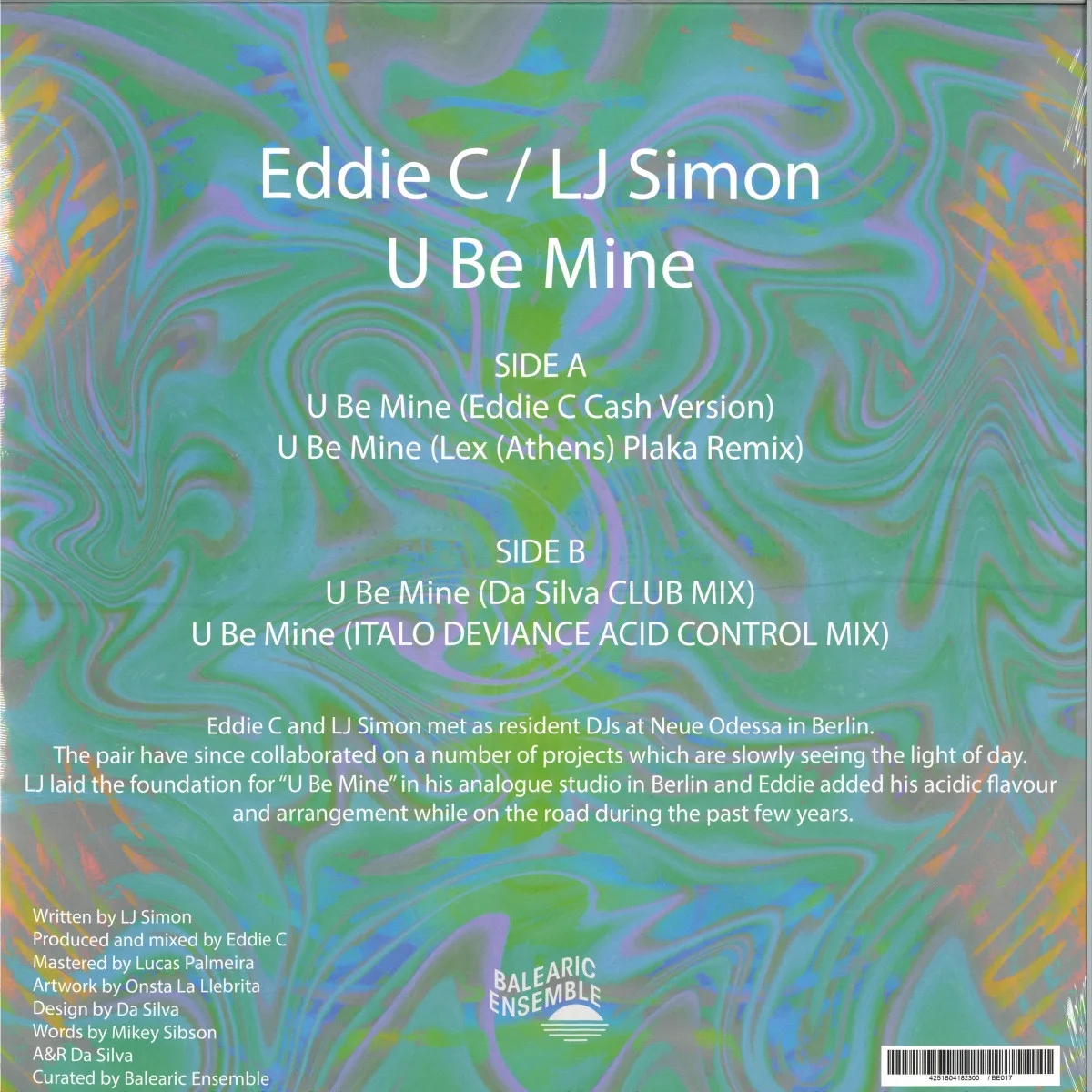 Обратная сторона обложки — Eddie C/Lj Simon — U Be Mine Ep