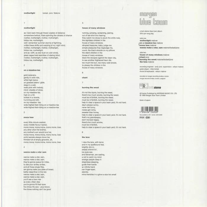 Обратная сторона обложки — BOBAK JONS MALONE — Motherlight (reissue)