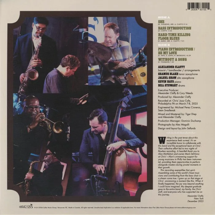 Back cover — Alexander CLAFFY — Alive In Philadelphia Vol 1: At Chris' Jazz Cafe