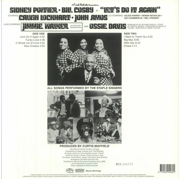 Back cover — The STAPLE SINGERS / CURTIS MAYFIELD — Let's Do It Again (Soundtrack)
