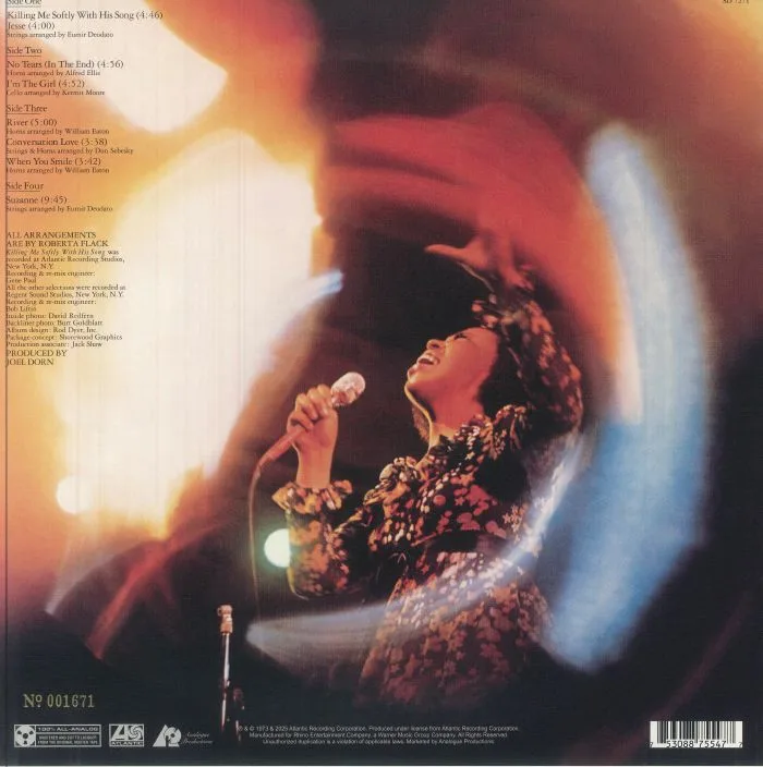 Обратная сторона обложки — Roberta FLACK — Killing Me Softly (Atlantic 75 Audiophile Series)