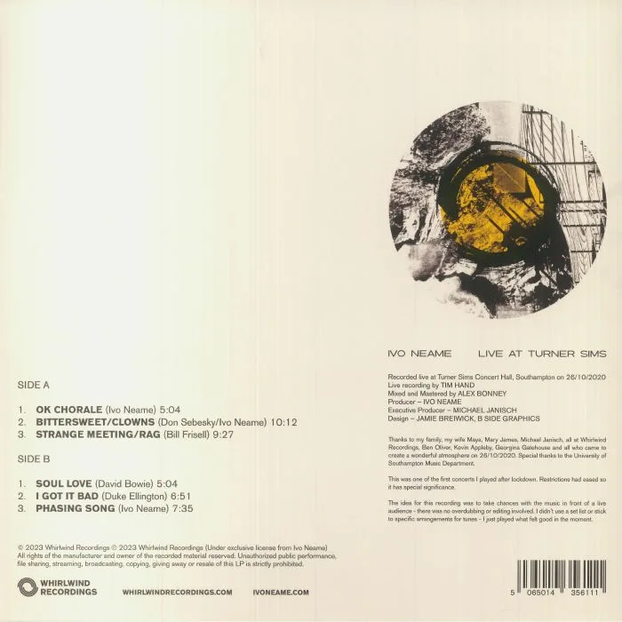 Back cover — Ivo NEAME — Live At Turner Sims