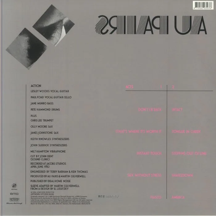 Back cover — AU PAIRS — Sense & Sensuality (reissue)