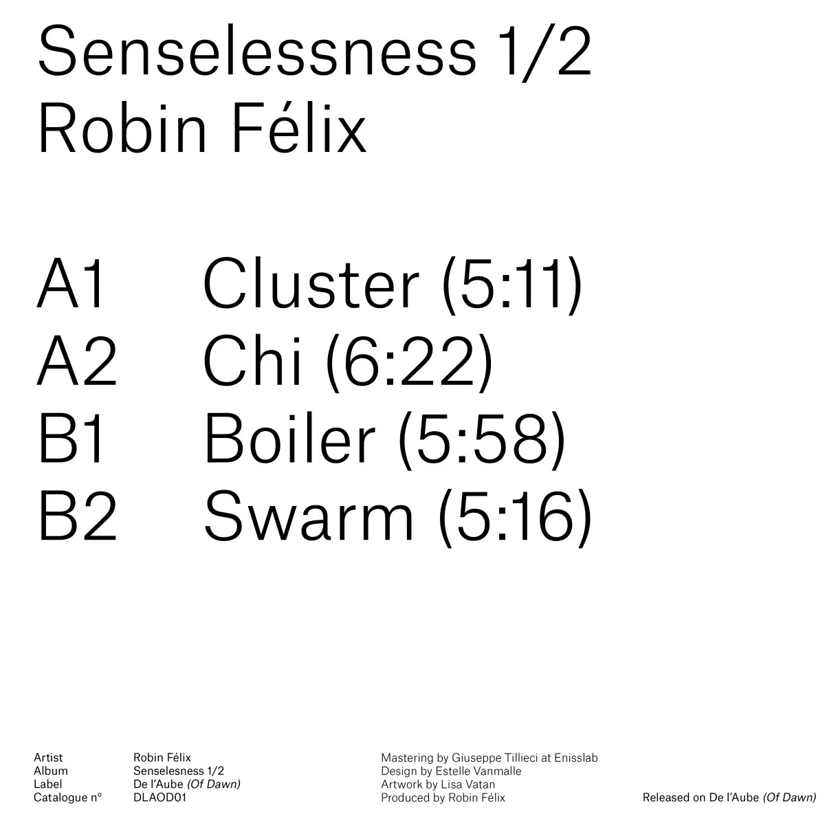 Обратная сторона обложки — Robin Félix — Senselessness 1/2