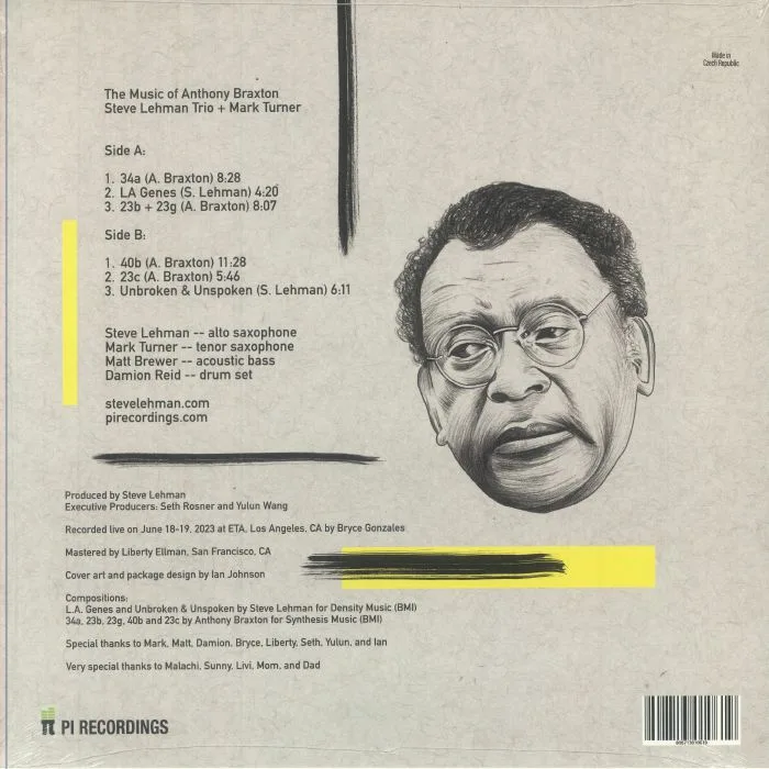 Обратная сторона обложки — STEVE LEHMAN TRIO / MARK TURNER — The Music Of Anthony Braxton