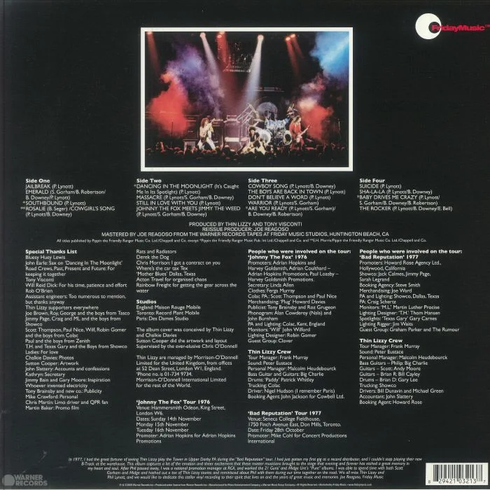 Обратная сторона обложки — THIN LIZZY — Live & Dangerous (reissue)