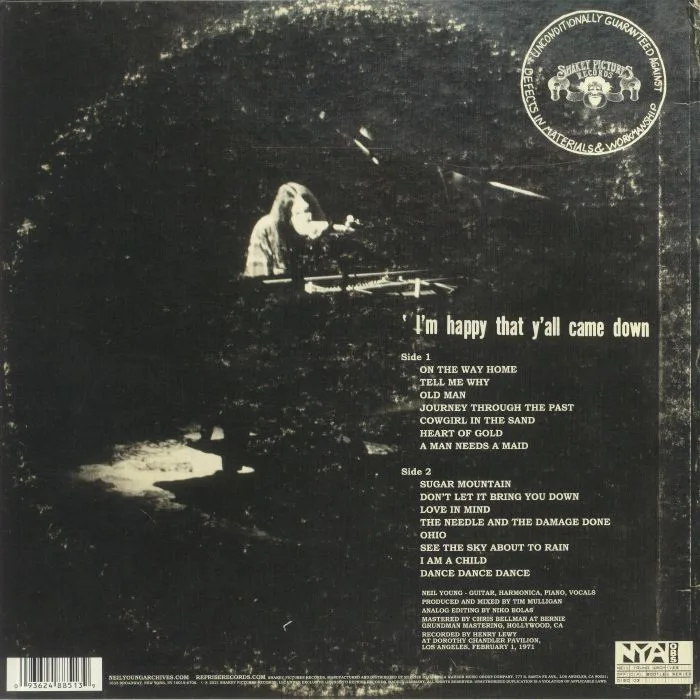 Back cover — Neil YOUNG — Dorothy Chandler Pavilion 1971