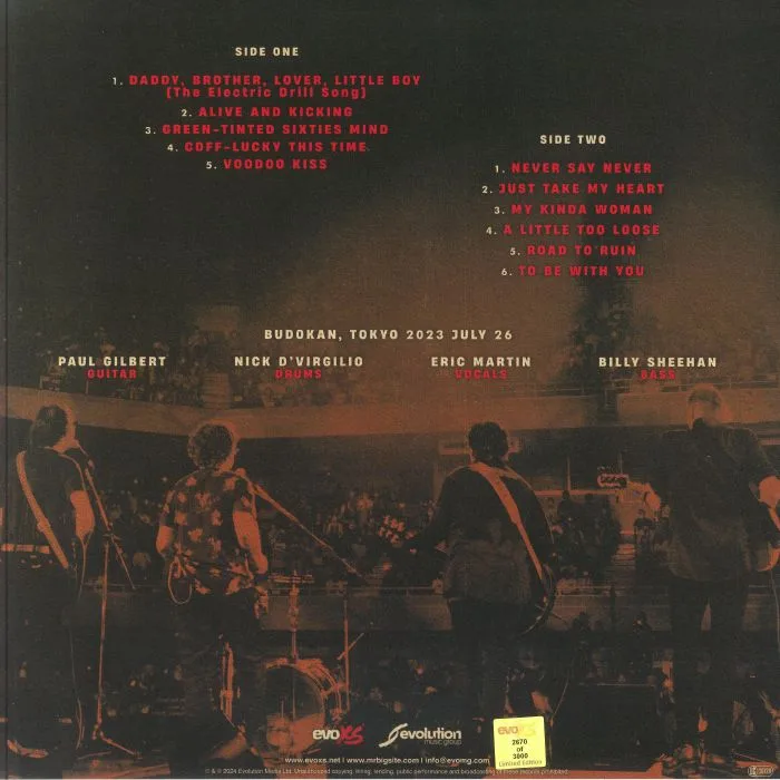 Back cover — MR BIG — The Big Finish: Lean Into It Live (Record Store Day RSD 2024)