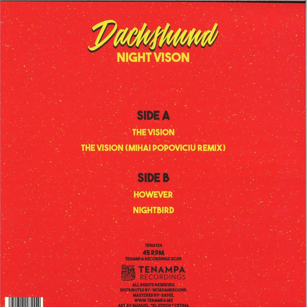 Back cover — Dachshund — Night Vision (Mihai Popoviciu Remix)