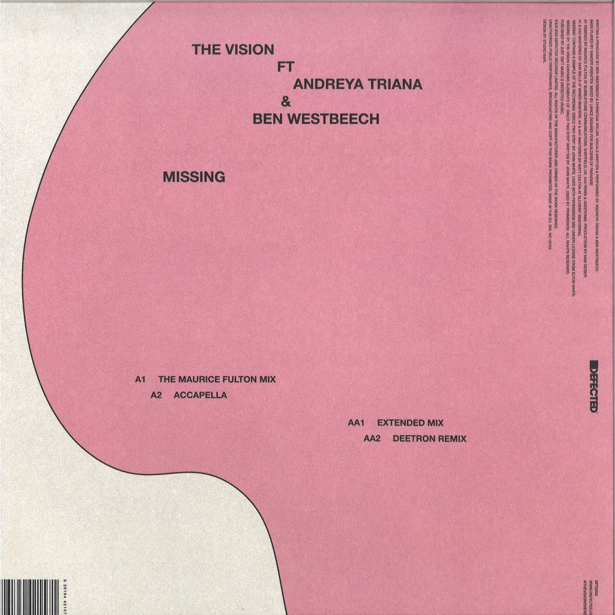 Back cover — The Visionfeat.Andreya Triana&Ben Westbeech — Missing