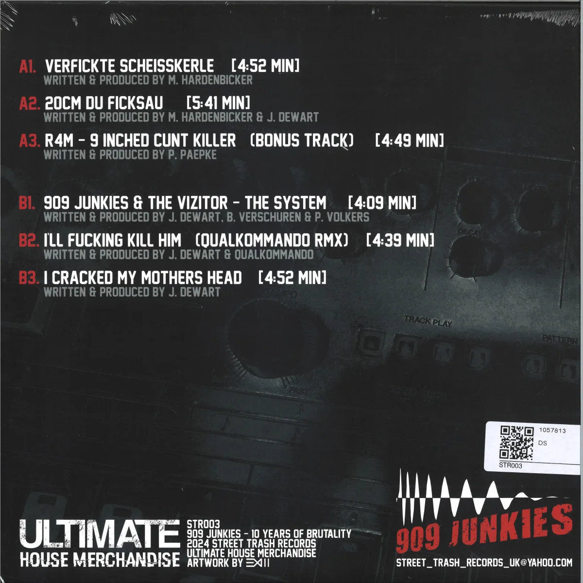 Back cover — 909 Junkies — 10 Years Of Brutality – Terror