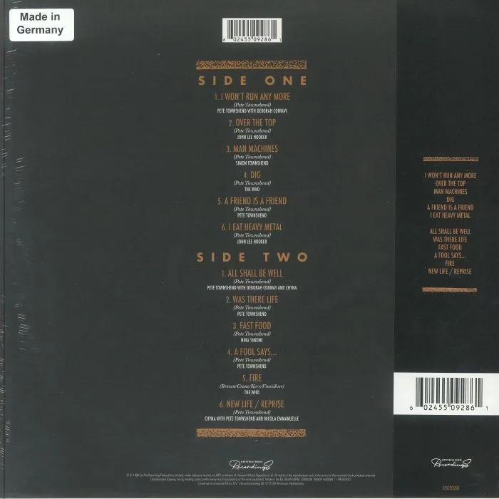 Back cover — Pete TOWNSHEND — The Iron Man: The Musical By Pete Townshend (half speed remastered)