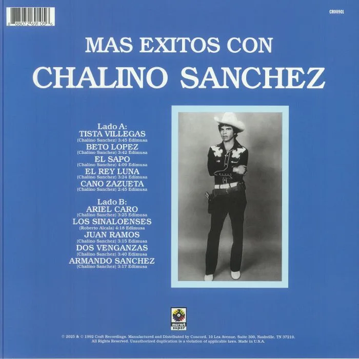 Обратная сторона обложки — Chalino SANCHEZ — Mas Exitos Con Chalino Sanchez