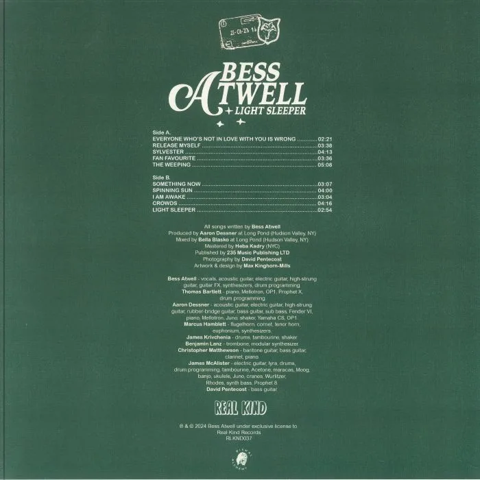 Обратная сторона обложки — Bess ATWELL — Light Sleeper (B-STOCK)