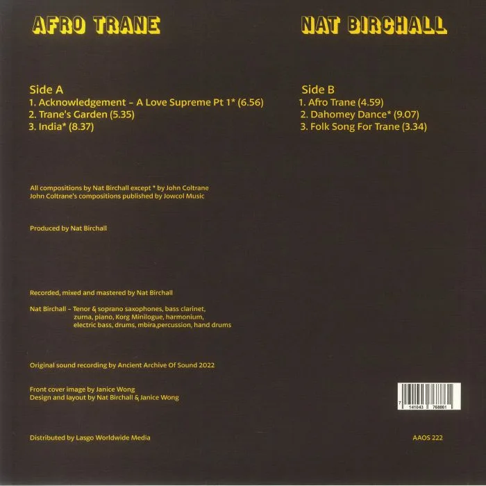Back cover — Nat BIRCHALL — Afro Trane
