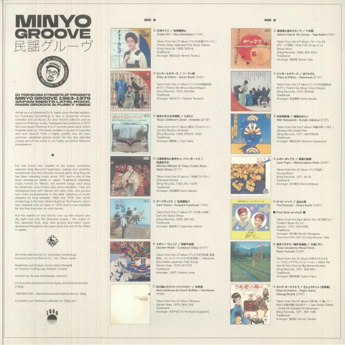 Back cover — DJ YOSHIZAWA DYNAMITE / VARIOUS — Minyo Groove 1963-1979: Japan Meets Latin Rock Rare Groove & Funky Vibes