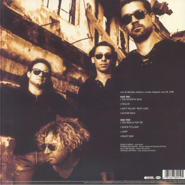 Back cover — VAN HALEN — Live At Wembley 1995 (Record Store Day Black Friday RSD 2025)