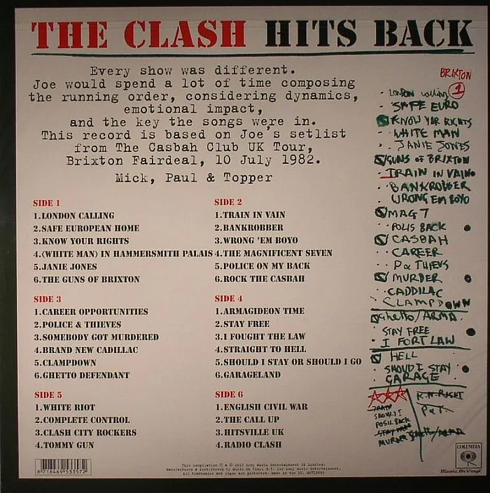 Обратная сторона обложки — The CLASH — Hits Back (remastered)
