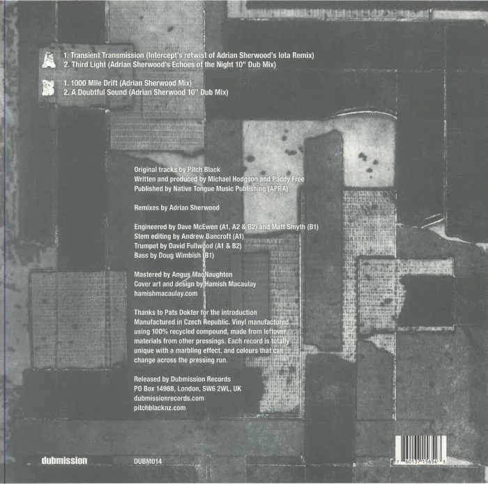 Обратная сторона обложки — PITCH BLACK — Echoes Of The Night (The Adrian Sherwood Remixes)
