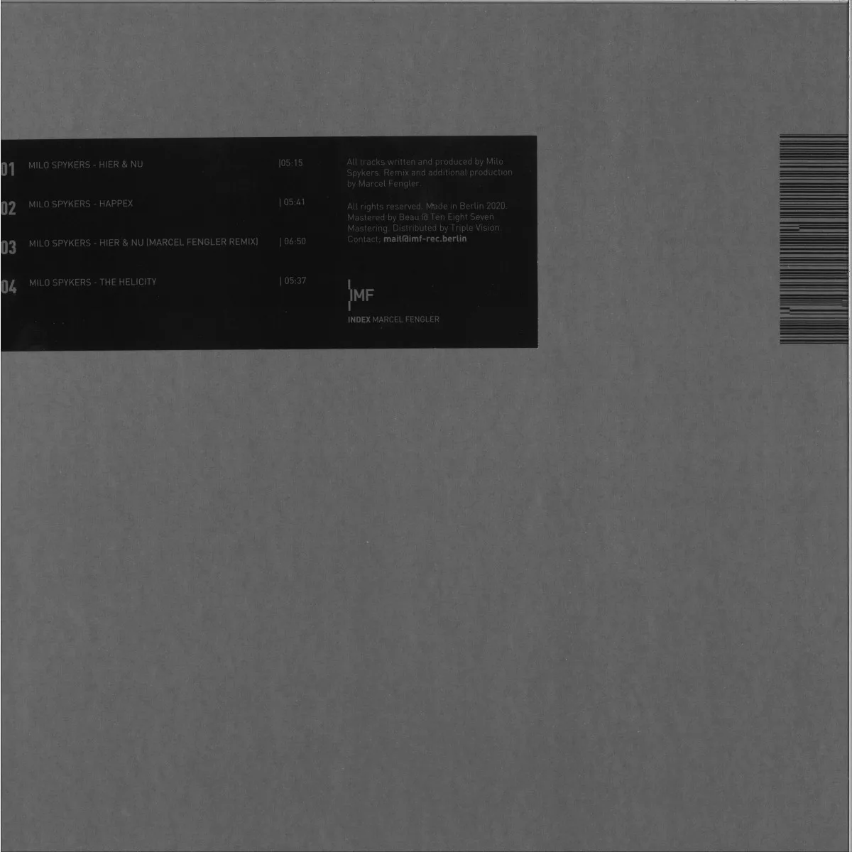Back cover — Milo Spykers — Hier & Nu EP