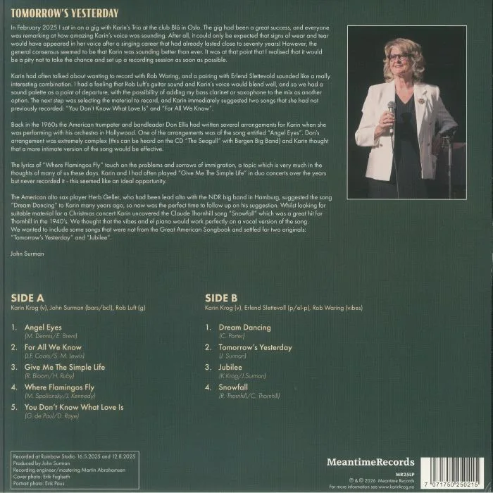 Back cover — Karin KROG — Tomorrow's Yesterday
