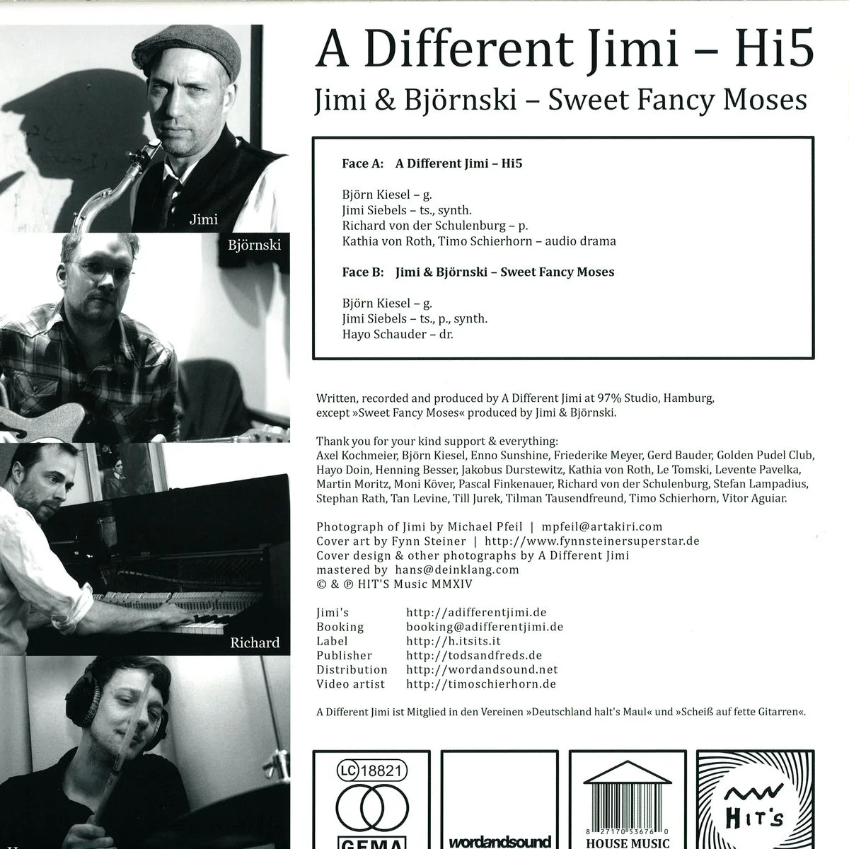 Обратная сторона обложки — A Different Jimi — Hi5, Sweet Canfy