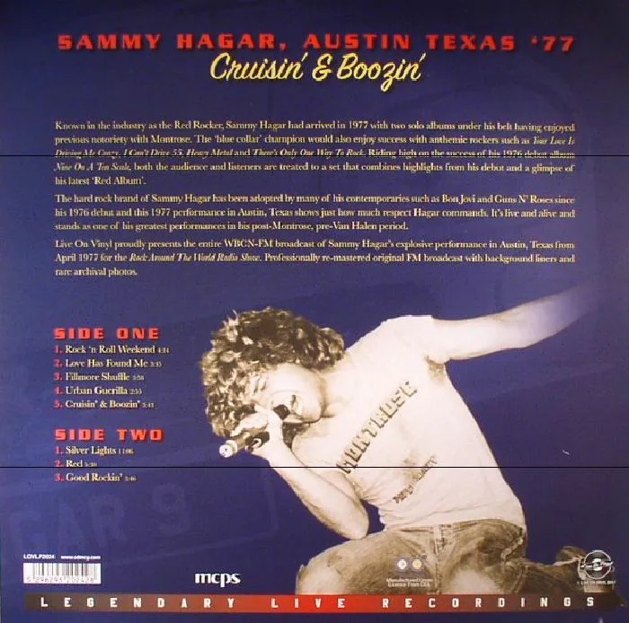 Обратная сторона обложки — Sammy HAGAR — Austin Texas '77: Cruisin' & Boozin'