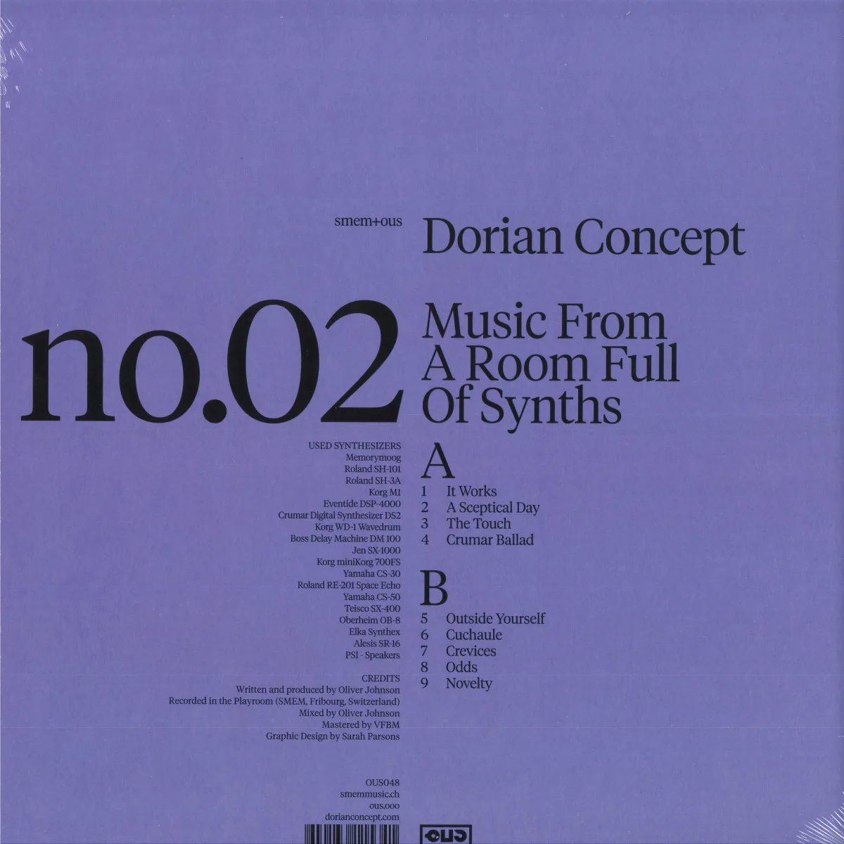 Обратная сторона обложки — Dorian Concept — Music from a Room Full of Synths