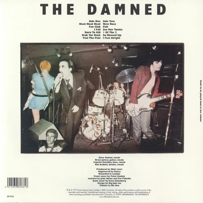 Back cover — The DAMNED — Damned Damned Damned (reissue)