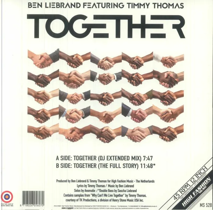 Back cover — Ben LIEBRAND feat TIMMY THOMAS — Together