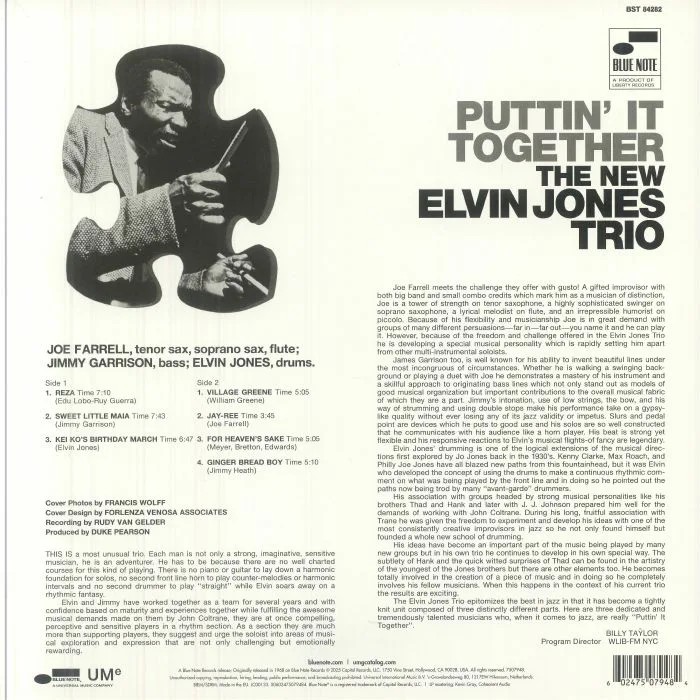 Обратная сторона обложки — The NEW ELVIN JONES TRIO — Puttin' It Together (Classic Vinyl Series)