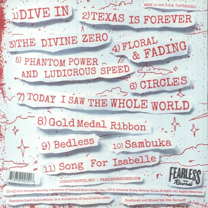 Back cover — PIERCE THE VEIL — Misadventures