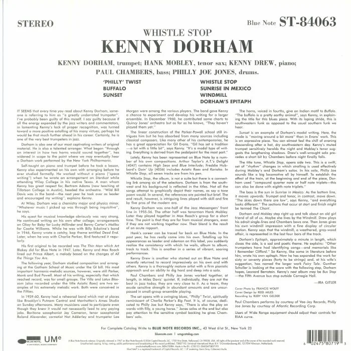 Back cover — Kenny DORHAM — Whistle Stop (Blue Note Classic Vinyl Series)