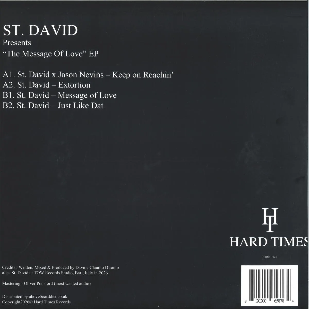Обратная сторона обложки — St. David — Message Of Love EP