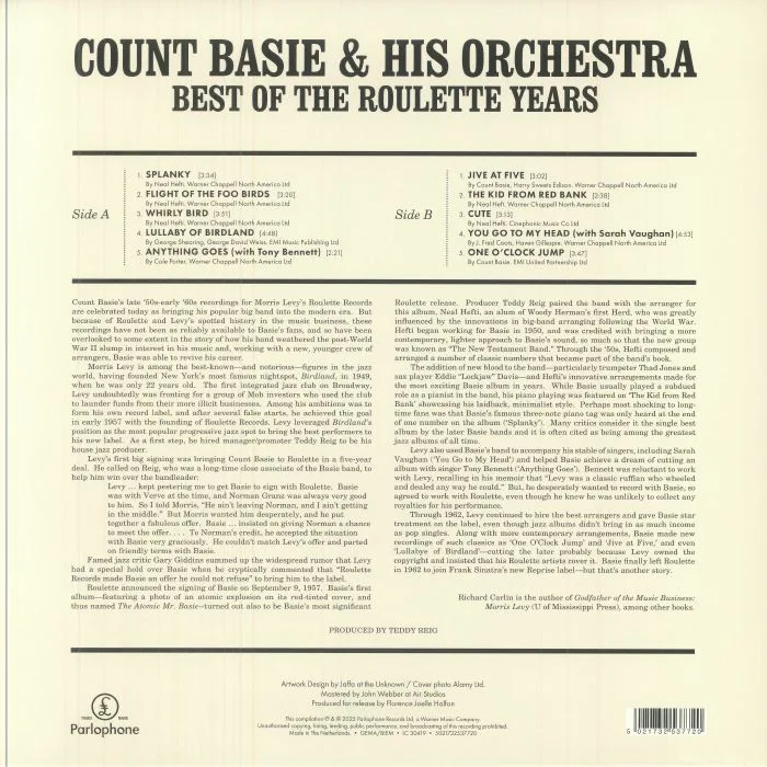 Back cover — COUNT BASIE & HIS ORCHESTRA — Best Of The Roulette Years (Record Store Day RSD 2025)