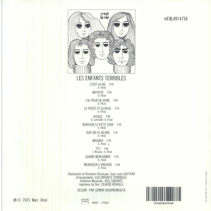 Обратная сторона обложки — LES ENFANTS TERRIBLES — C'est La Vie (reissue)