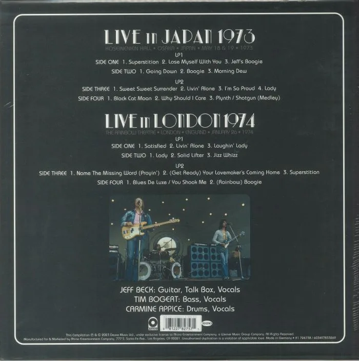 Обратная сторона обложки — Jeff BECK / TIM BOGERT / CARMINE APPICE — Live In Japan 1973 & Live In London 1974