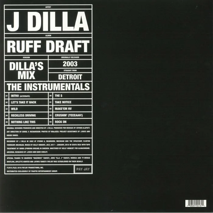 Обратная сторона обложки — J DILLA — Ruff Draft: Dilla's Mix The Instrumentals