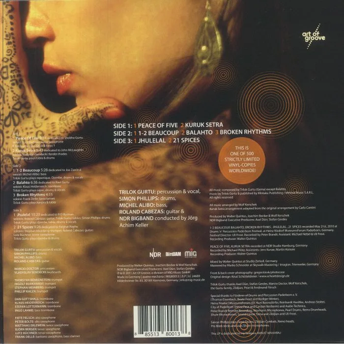 Обратная сторона обложки — Jorg Achim KELLER / TRILOK GURTU / SIMON PHILLIPS / NDR BIGBAND — 21 Spices (reissue)