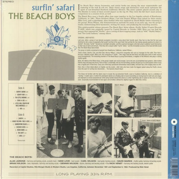 Обратная сторона обложки — The BEACH BOYS — Surfin' Safari (reissue)