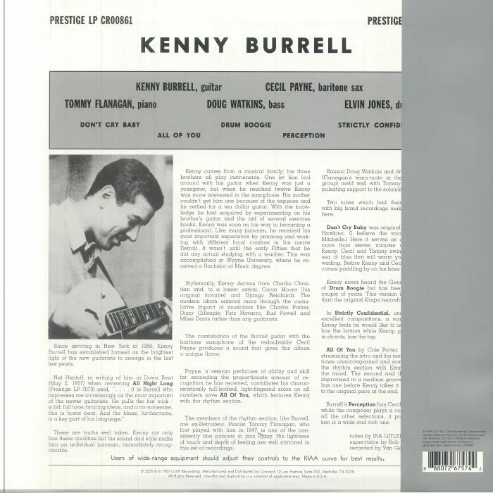 Back cover — Kenny BURRELL — Kenny Burrell (Original Jazz Classics Series)
