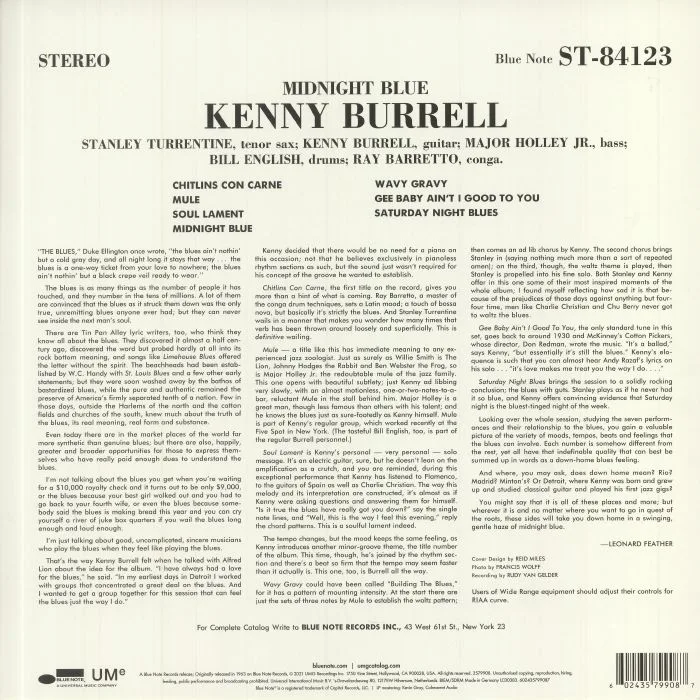 Back cover — Kenny BURRELL — Midnight Blue (reissue)