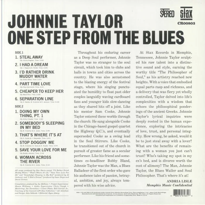 Back cover — Johnnie TAYLOR — One Step From The Blues